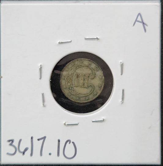 1851 3 Cent Silver VG-10 — Reverse
