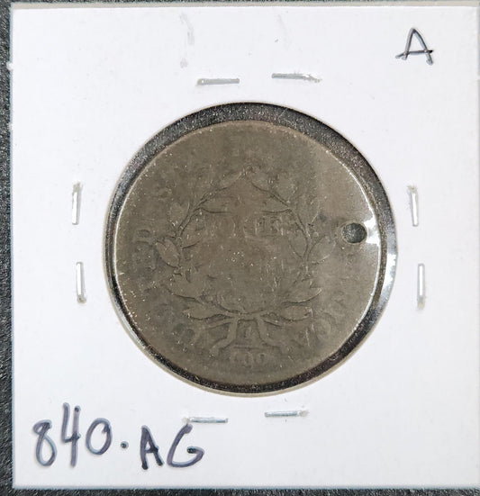 1807 Draped Bust Cent Holed AG-3 840.Ag — Reverse