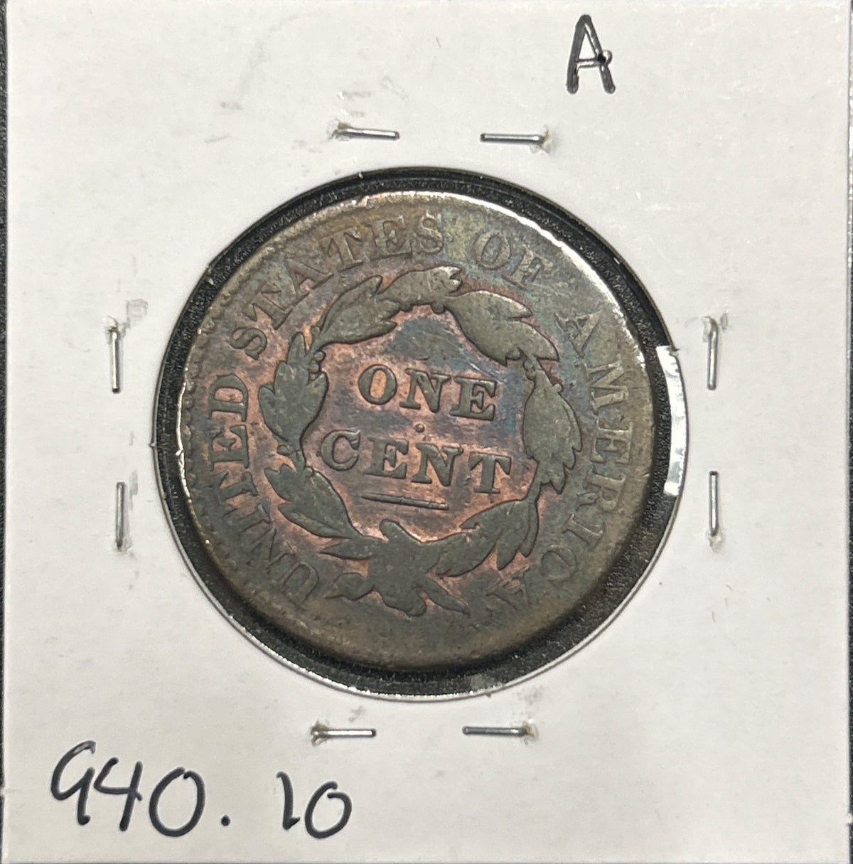 1827 Coronet head cent VG-10 940.10 — Reverse