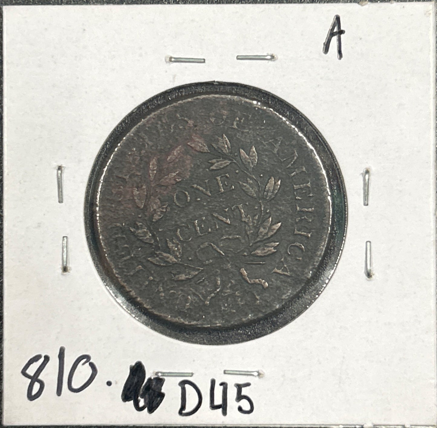 1803 Sm Date Lg Fraction Draped bust cent D45 810.D45 — Reverse