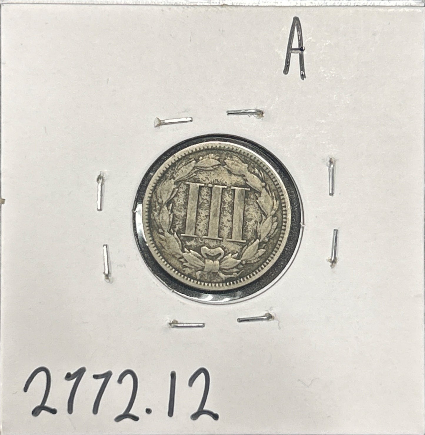 1870 3 Cent nickel F-12 2772.12 — Reverse