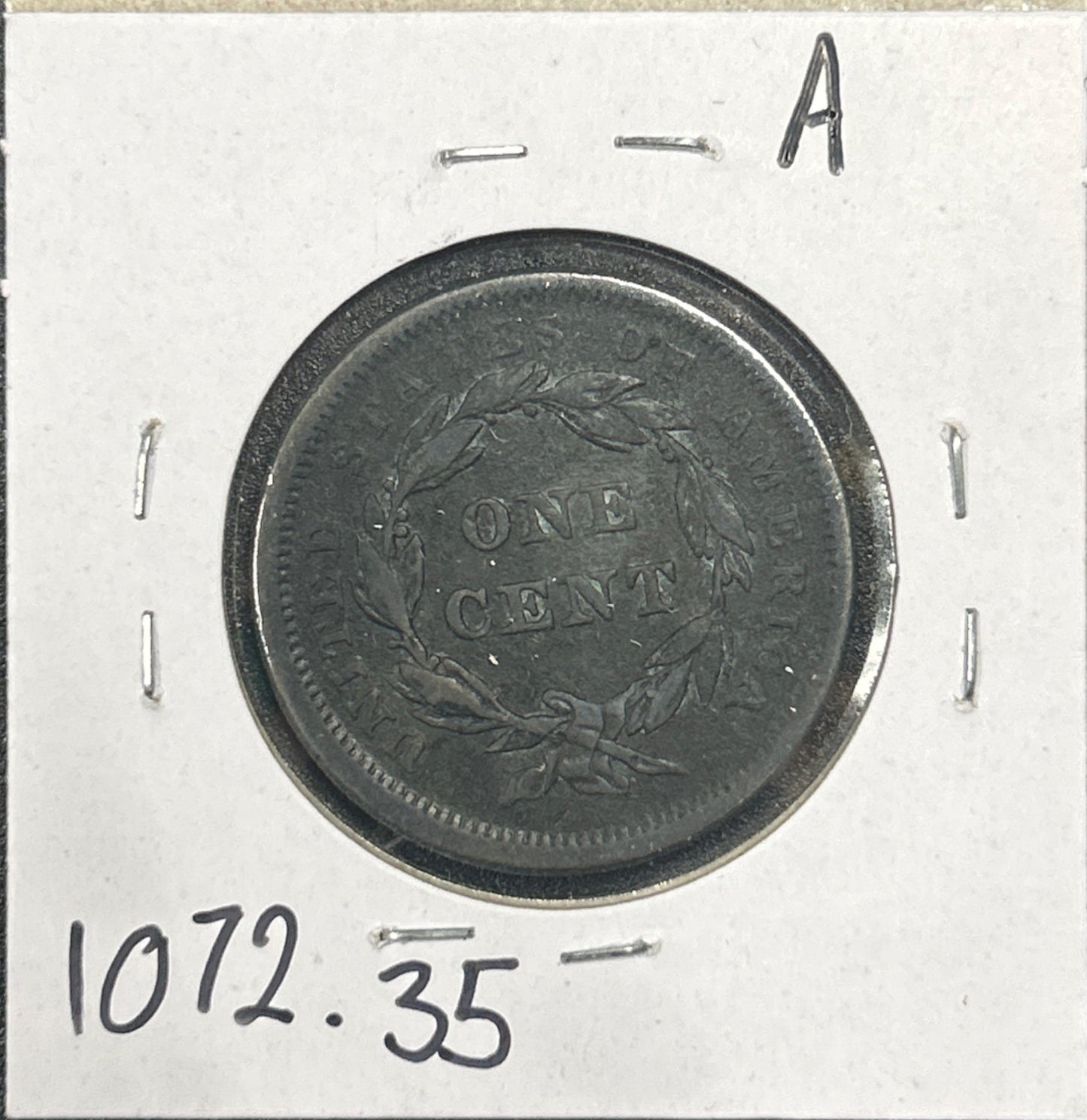 1840 Sm date over Lg 18 Braided hair cent VF-35 1072.35 — Reverse