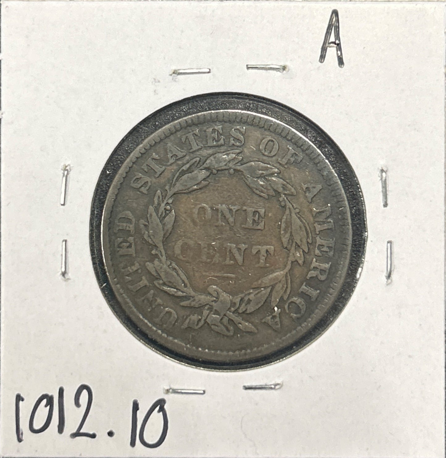1835 head of 1836 Coronet head cent VG-10 1012.10 — Reverse