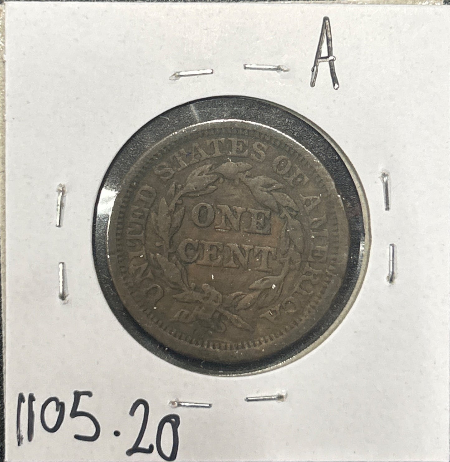 1844 Braided hair cent VF-20 1105.20 — Reverse