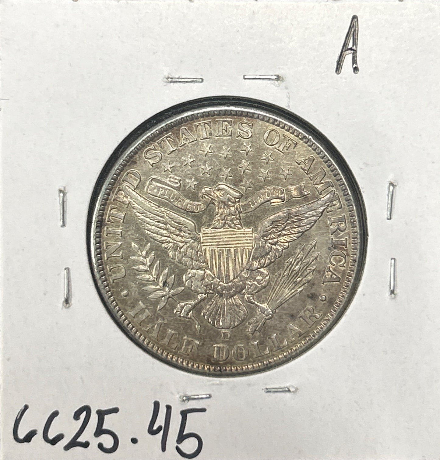 1915-D Barber Half 6625.45-A — Reverse