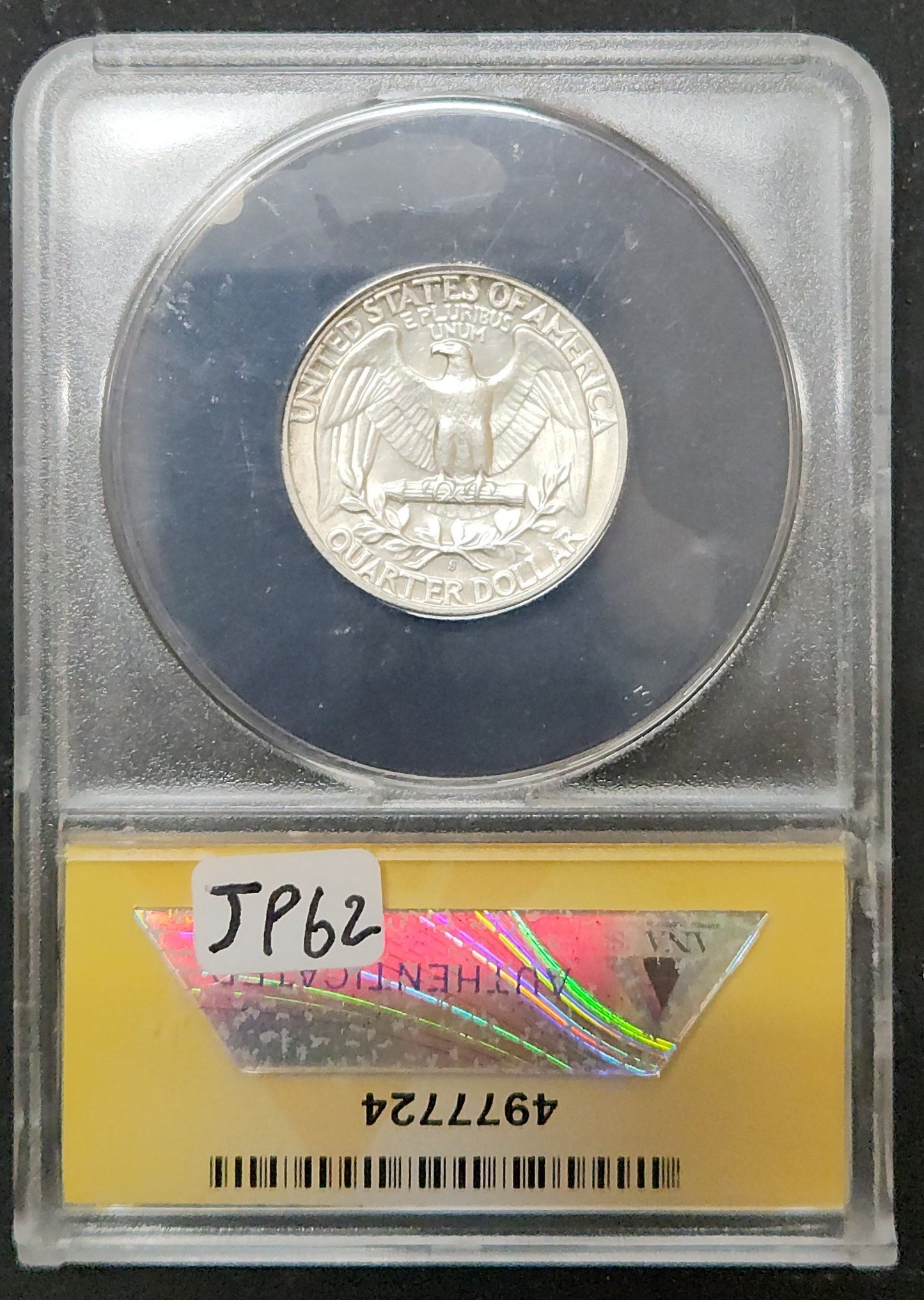 1945 S Washington Quarter Double Die Obverse Die 2 AU 50 ANACS 326578.50-00582950049777241000 — Reverse
