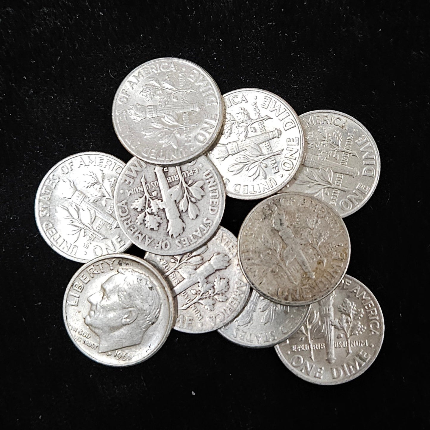90% Silver Roosevelt Dimes $1 Face Value Average Circulation HCM5 — Reverse