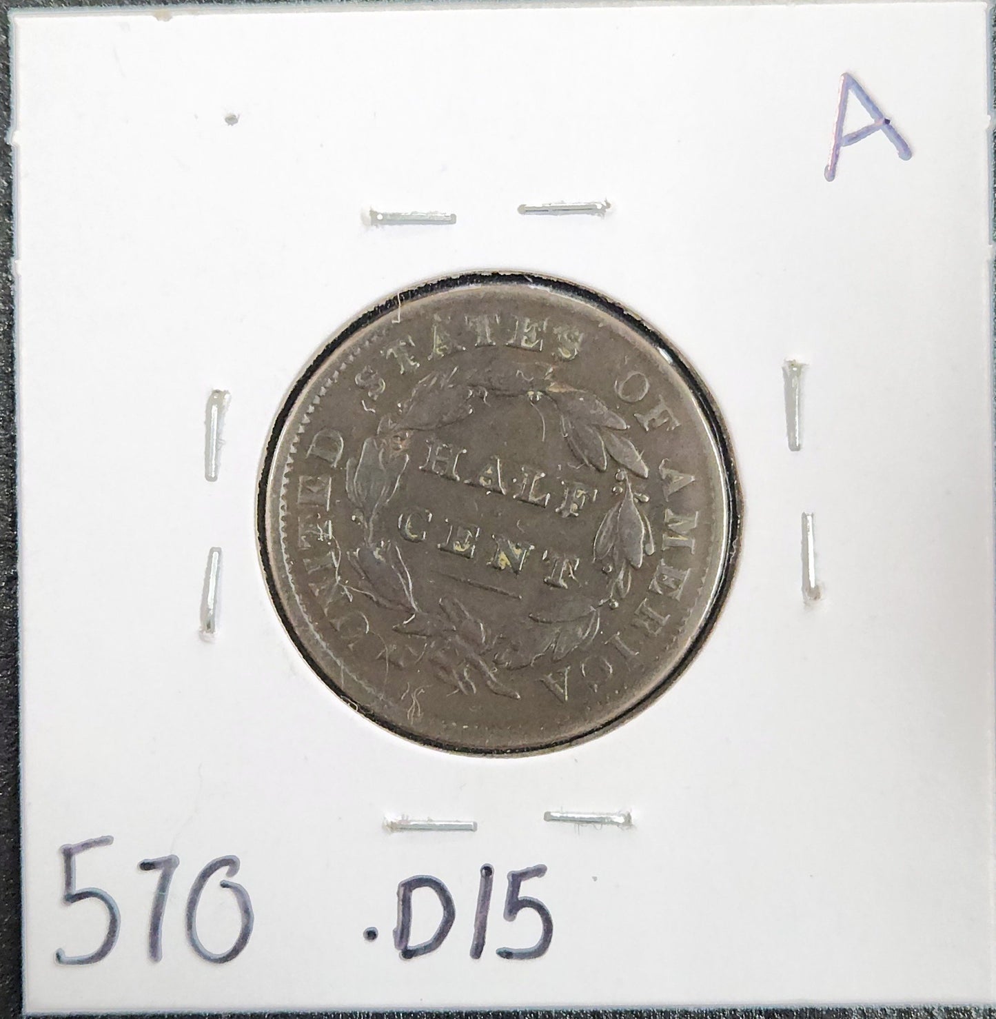 1835 Classic Head Half Cent FINE 570.D15-A — Reverse