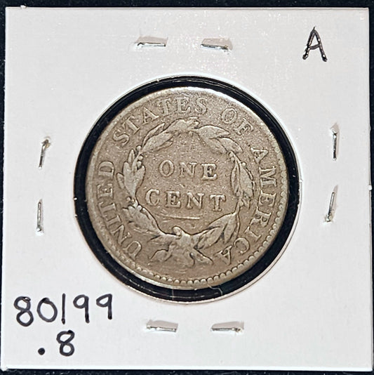 1819/8 Coronet Head Large Cent Overdate N1 Rarity-1 80199.8-A — Reverse