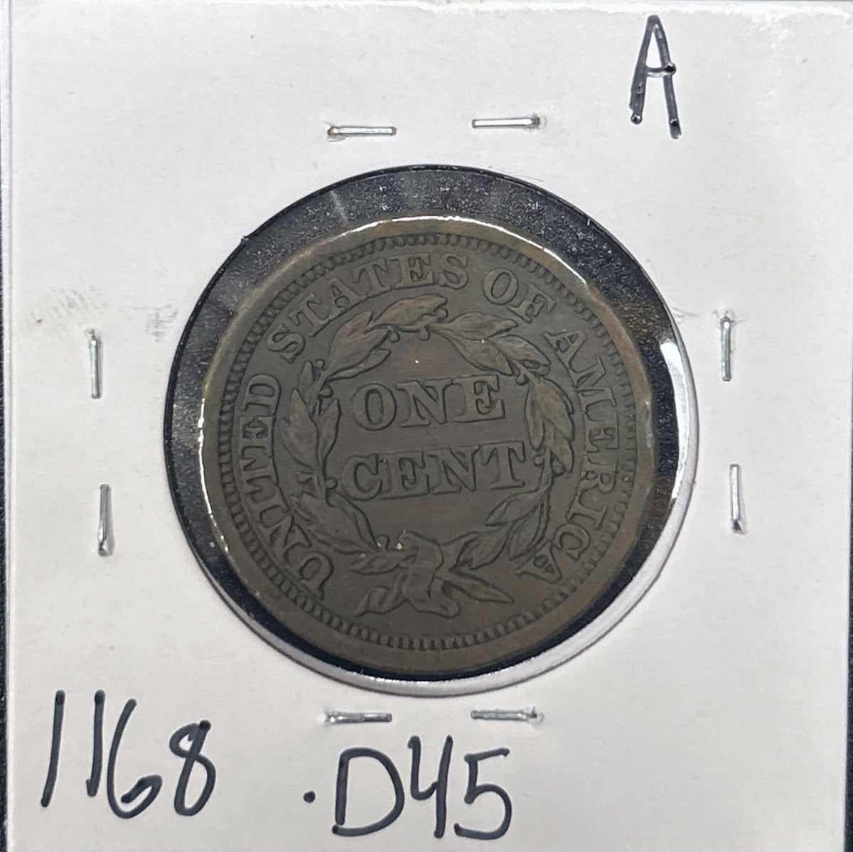 1853 Braided Hair Cent 1168.D45-A — Reverse