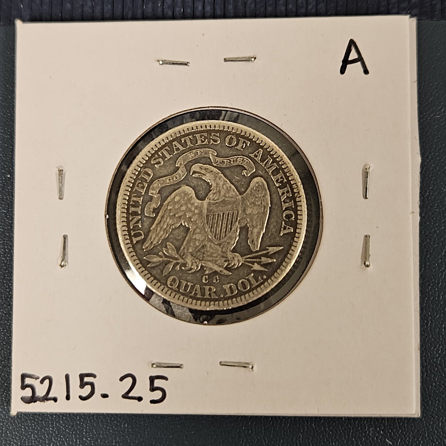 1877 CC Seated Liberty Quarter Carson City Mint VF25 5215.25-A — Reverse