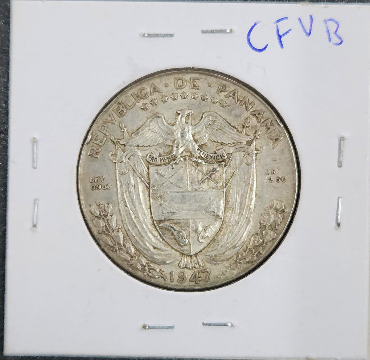 1947 Panama Half Balboa KM#12 CFVB — Reverse