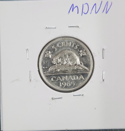 1965 Canada 5 Cent KM#60.1 MDNN — Reverse
