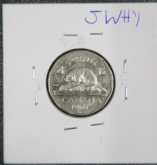 1961 Canada 5 Cent JWHY — Reverse