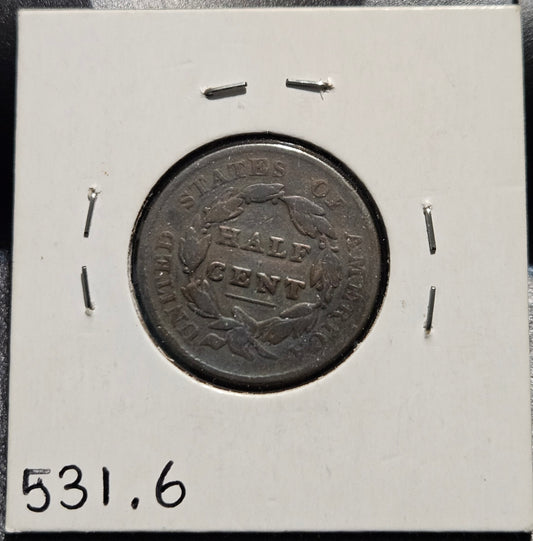 1828 Half Cent 1/2-Cent 13 Stars G-6 531.6-A