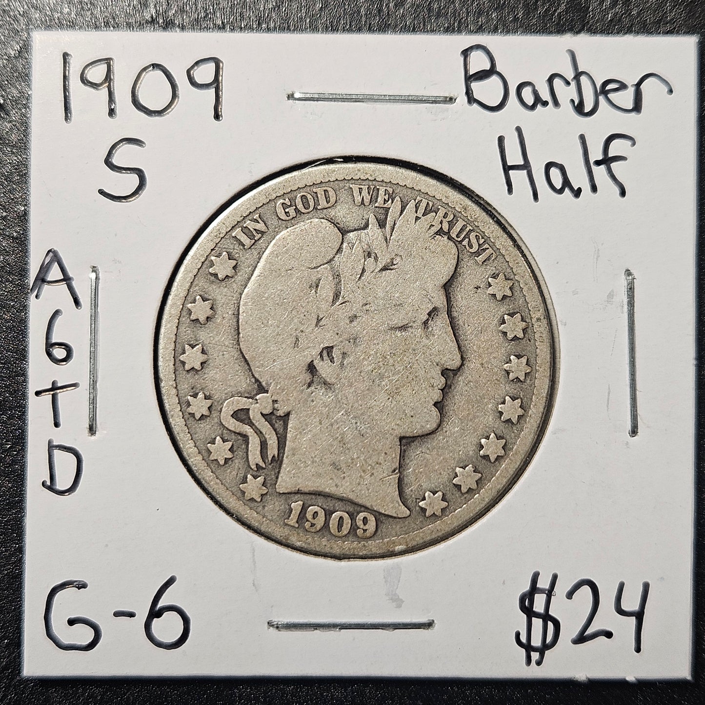 1909-S Barber Half Dollar Good A6TD