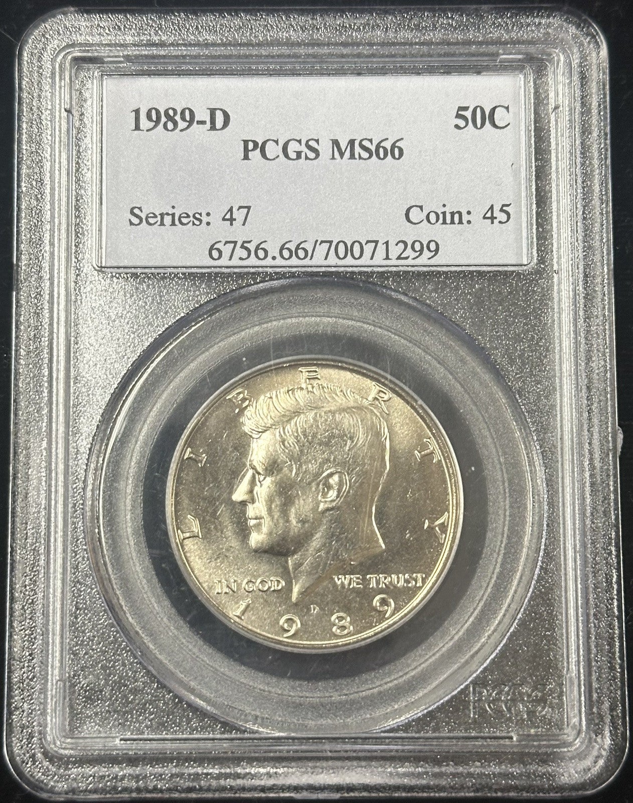1989 D Kennedy Half Dollar PCGS MS66 - 40282