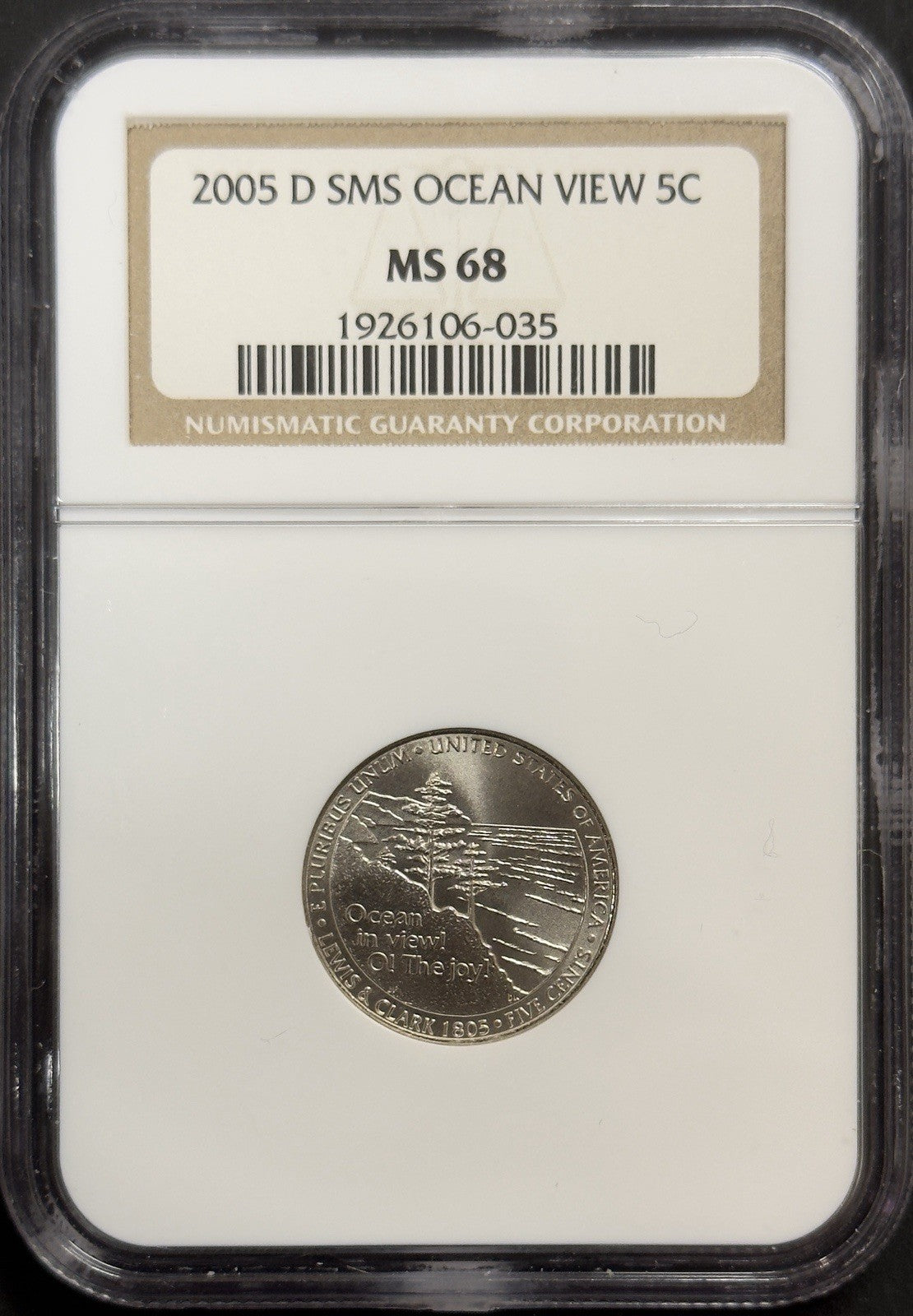 2005 D Jefferson Nickel Ocean View - NGC SMS MS68 ( 40462 )