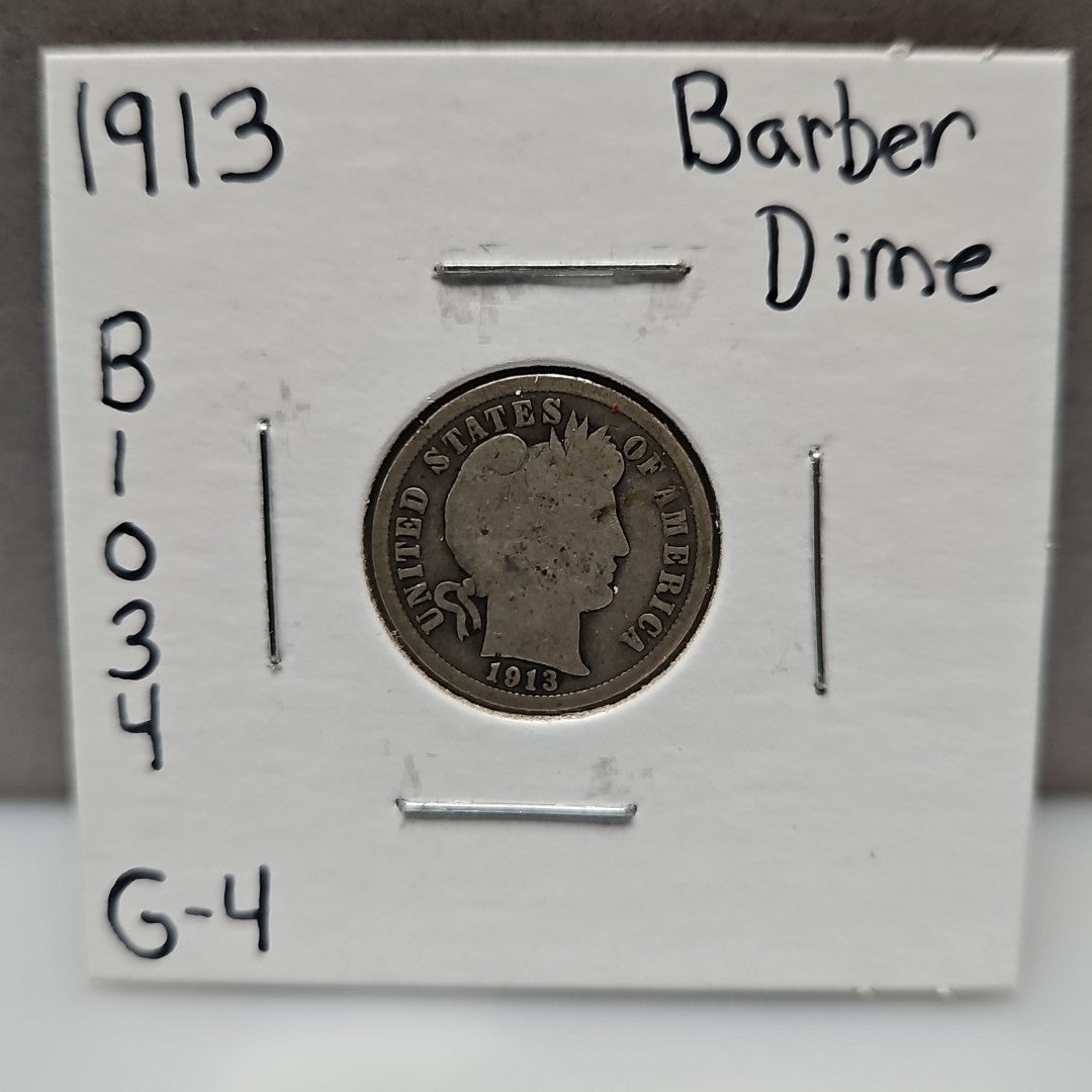 1913 Barber Dime Good B1034