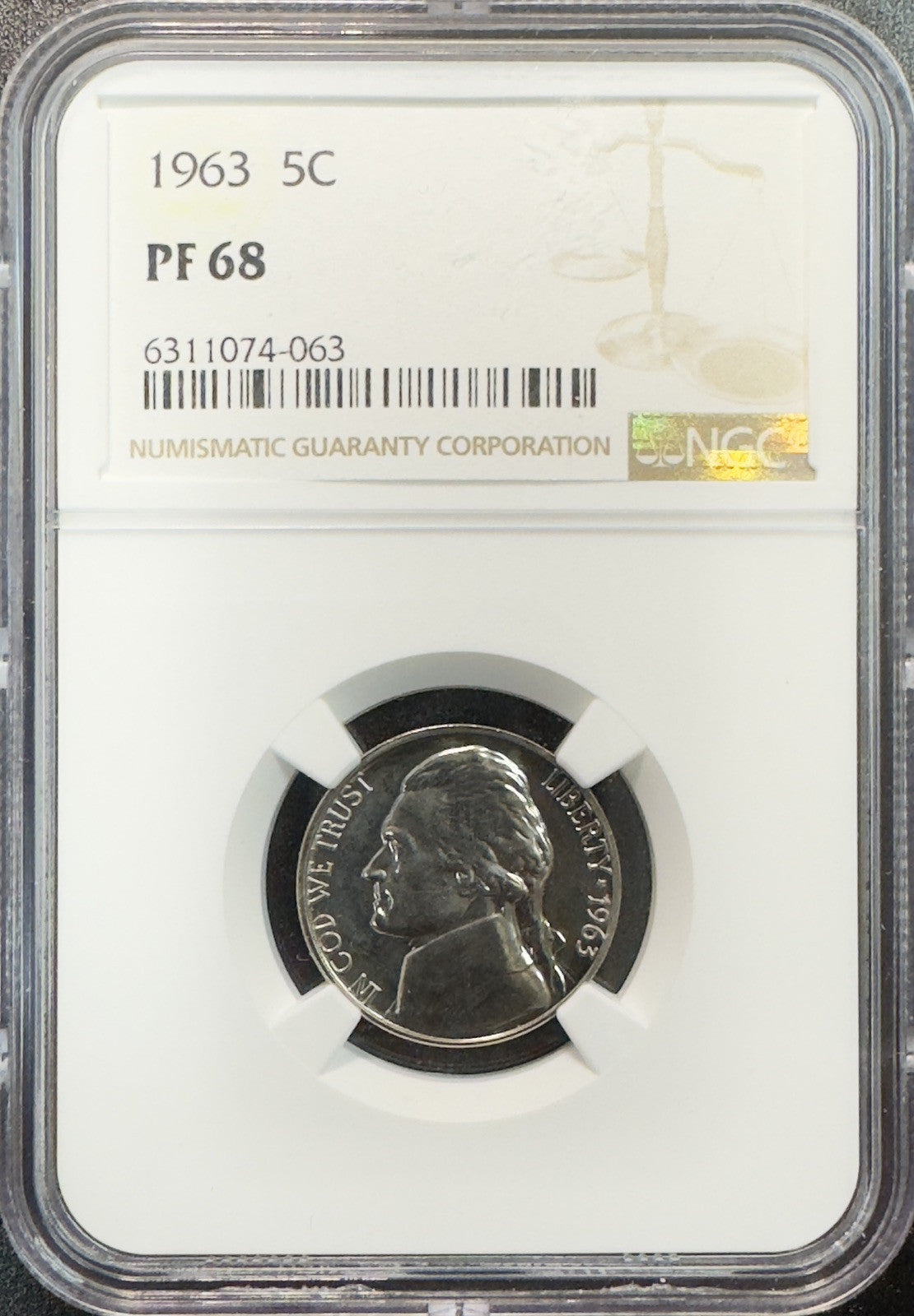 1963 Jefferson Nickel - NGC PF68 ( 40343 )