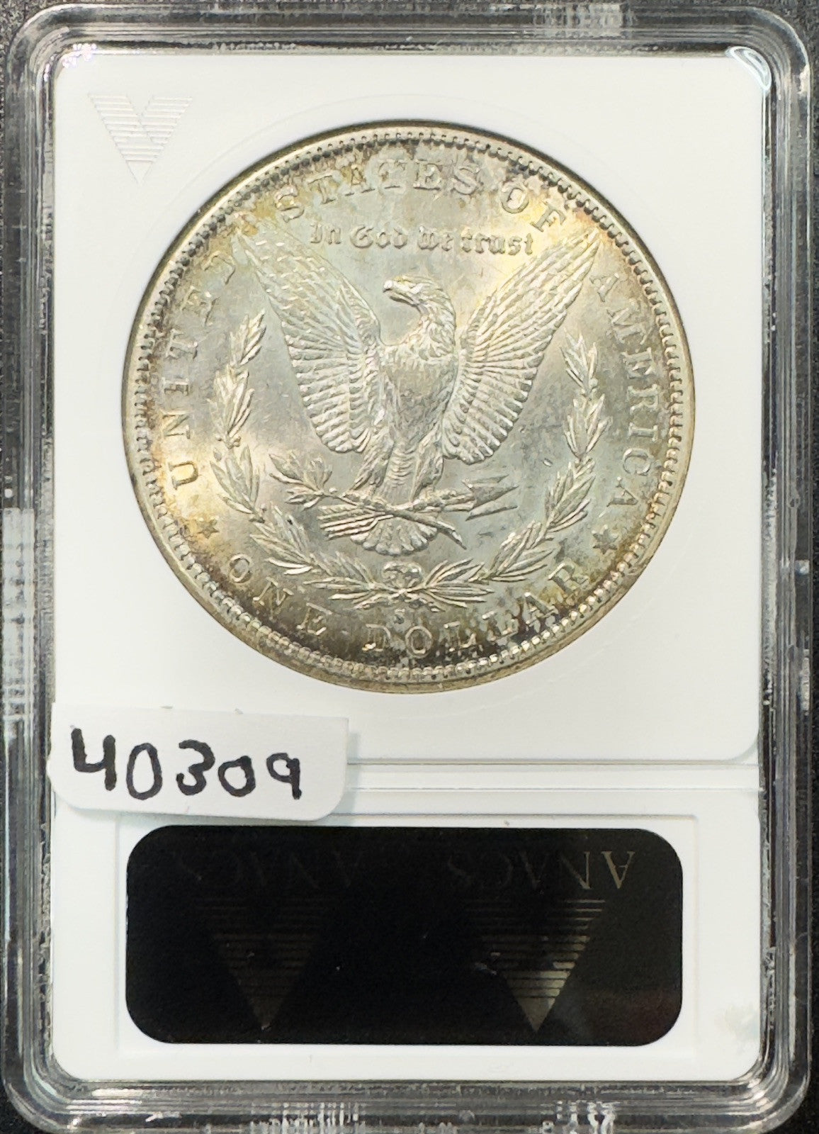 1897 S Morgan Dollar- ANACS Soap Box AU55 ( 40309 )
