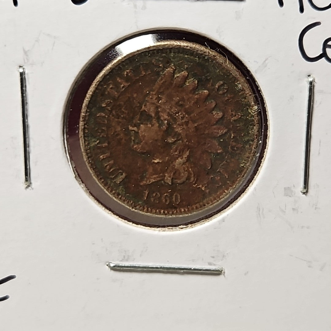 1860 Indian Head Cent Penny Pointed Bust Very Fine B1055