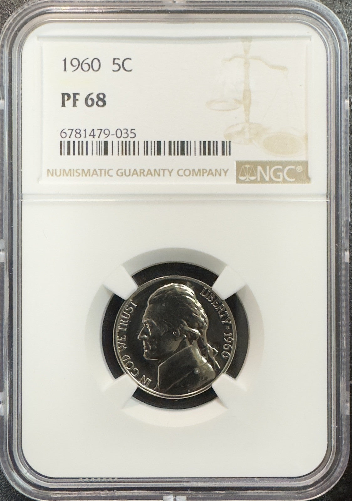 1960 Jefferson Nickel - NGC PF68 ( 40344 )
