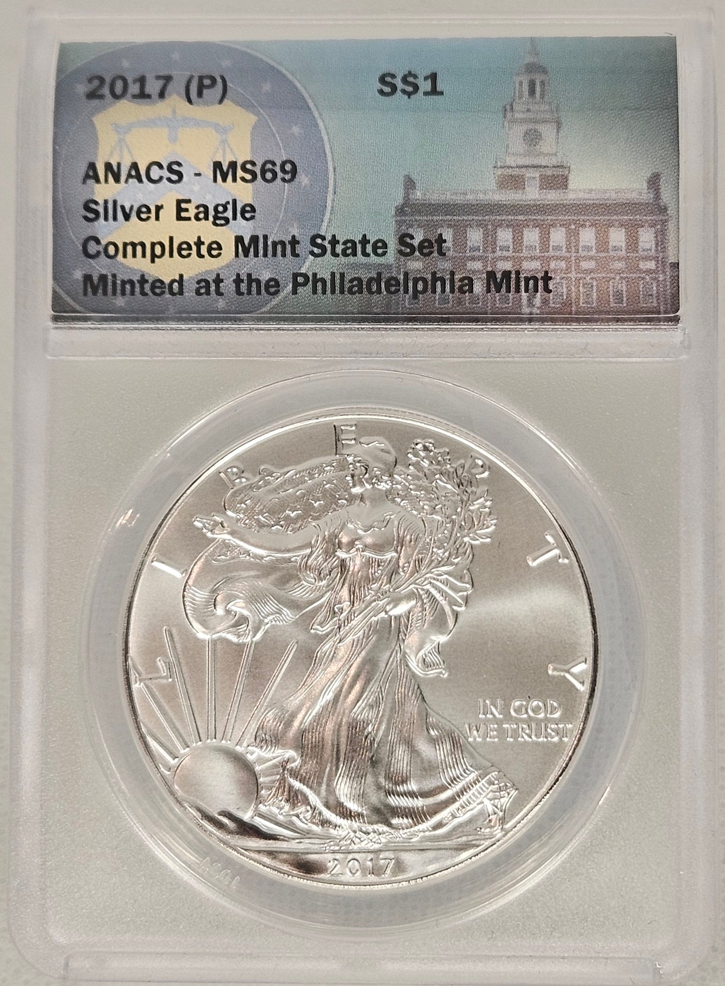 2017-(P) American Silver Eagle Dollar ANACS MS69  Minted and the Philadelphia Mint Set!!