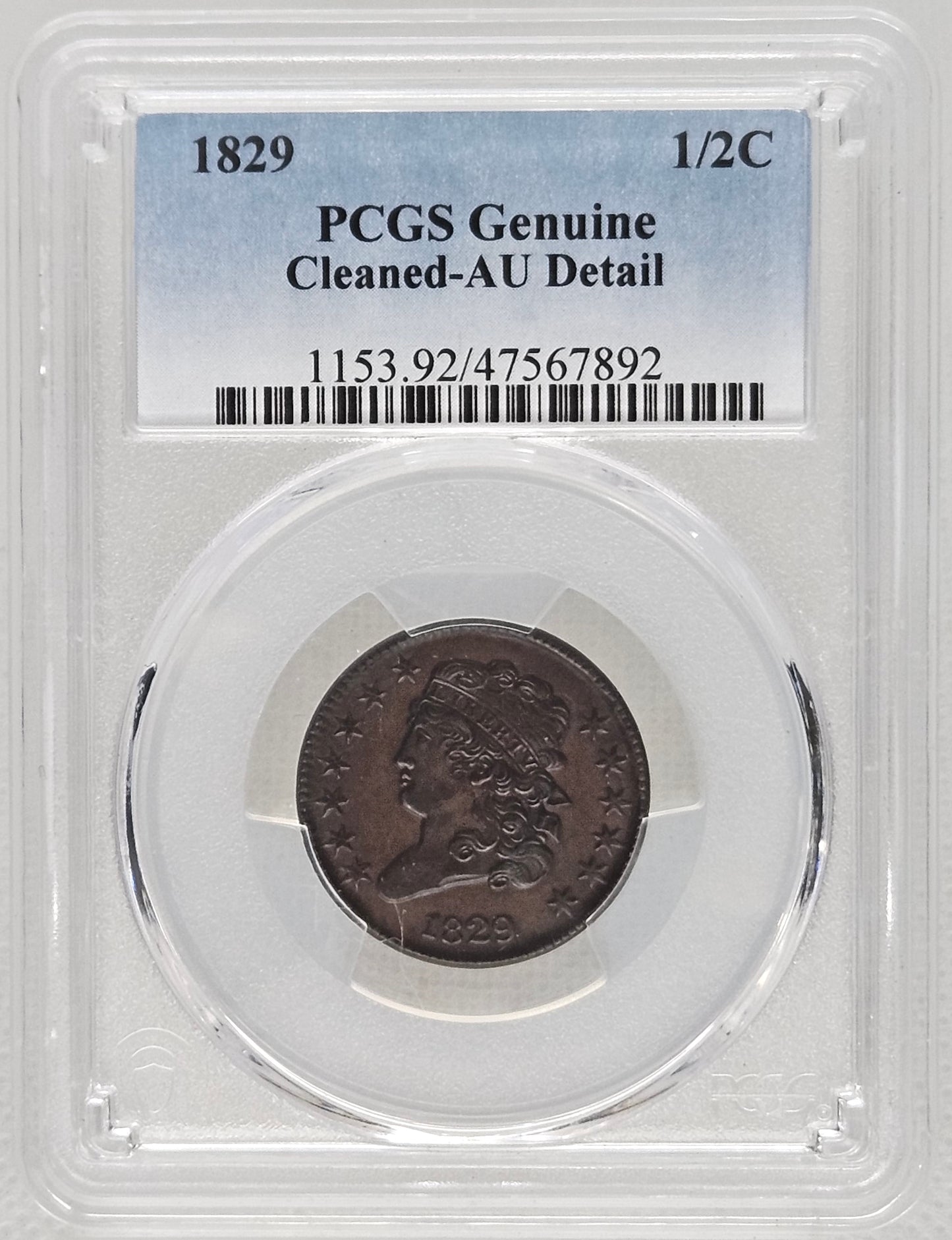 1829-P Classic Head Half Cent PCGS AU Detail Cleaned Awesome Graded Type Coin!!!