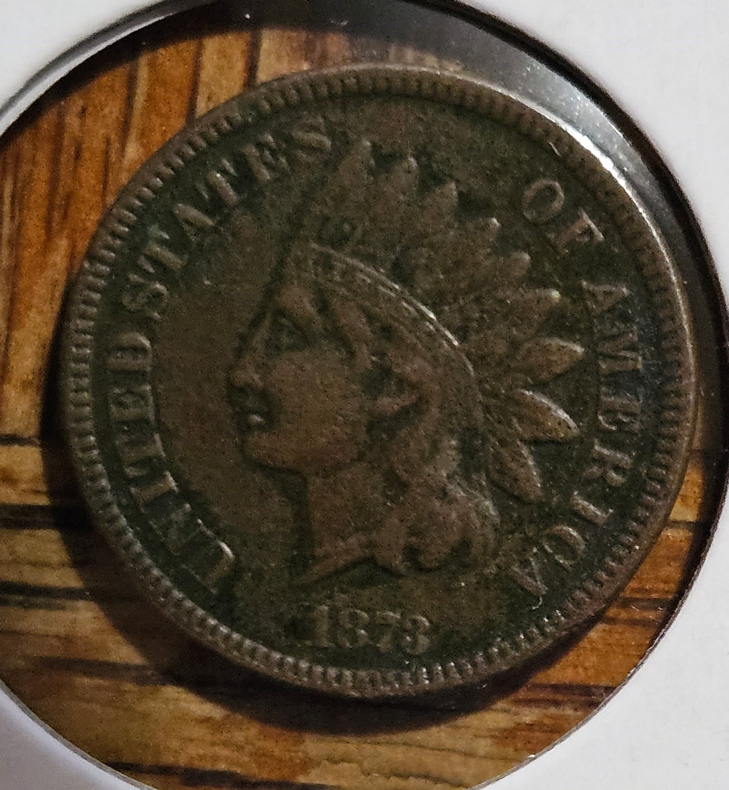 1873-P Indian Head Cent Ungraded Very Fine Full Liberty Great Detail with Dark Green in the Fields!!!