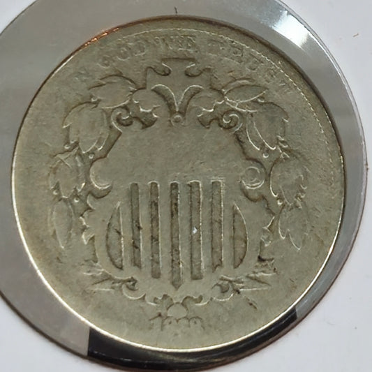 1868-P Shield Nickel Ungraded Very Good  Solid Early Nickel!!