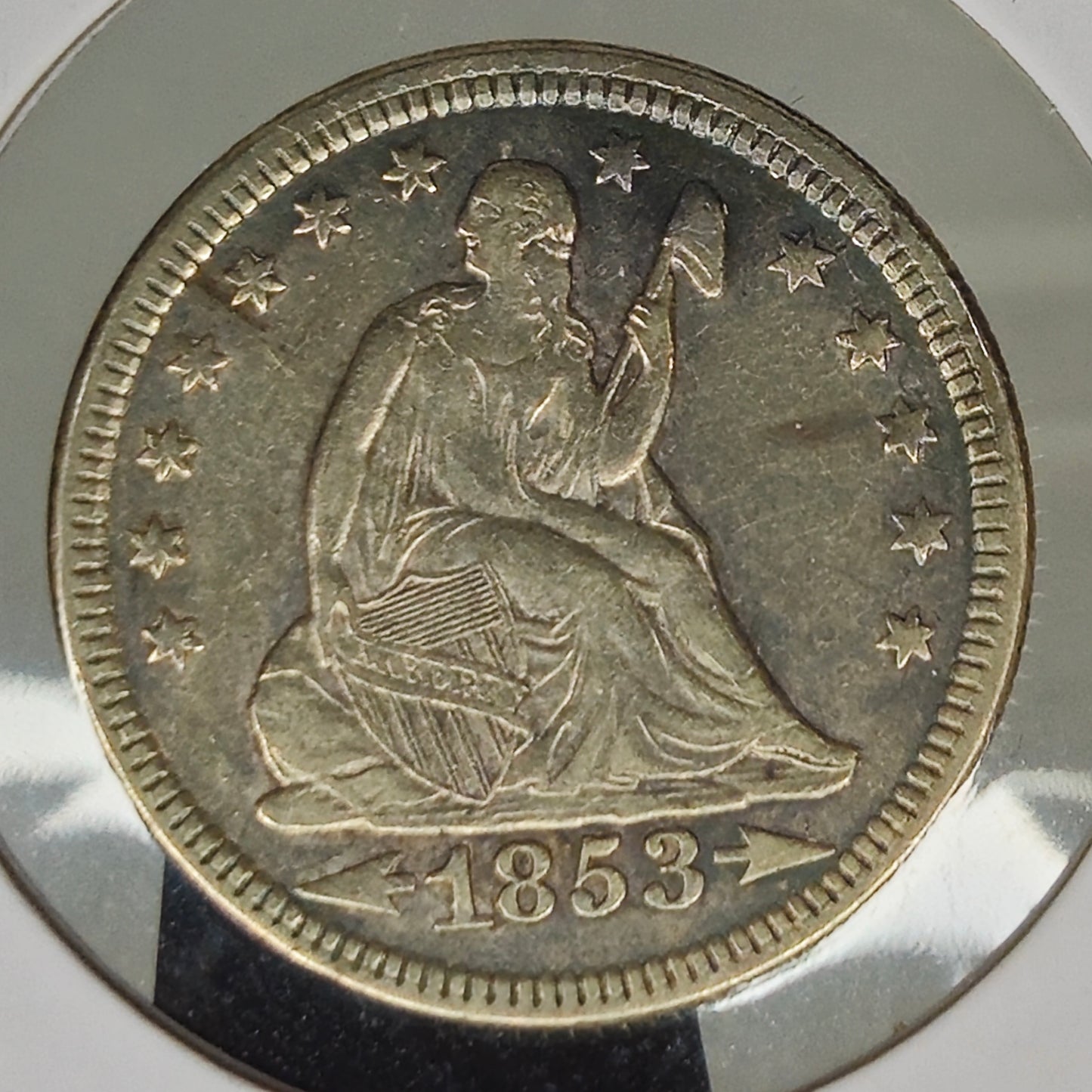 1853-P Liberty Seated Quarter Ungraded Extra Fine Arrows and Rays