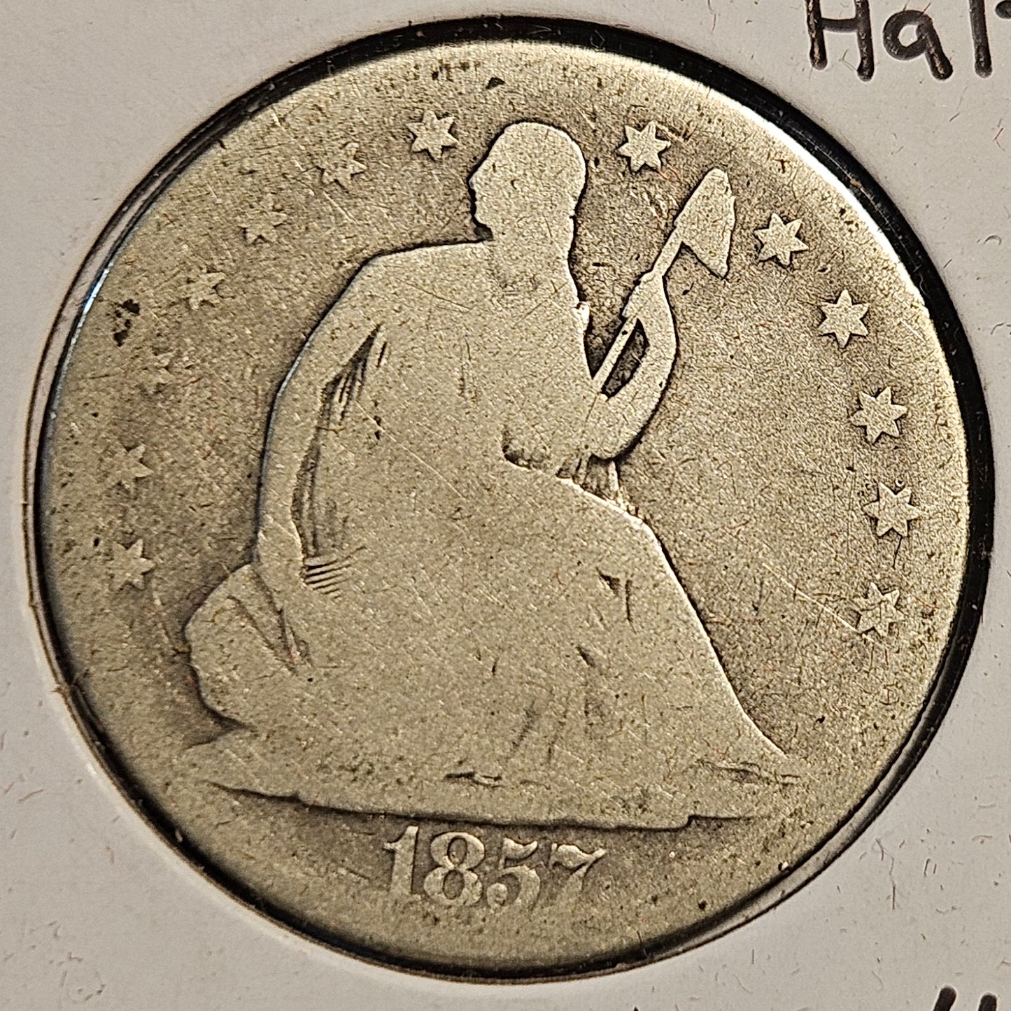 1857-P Seated Liberty Half Dollar Ungraded Almost Good
