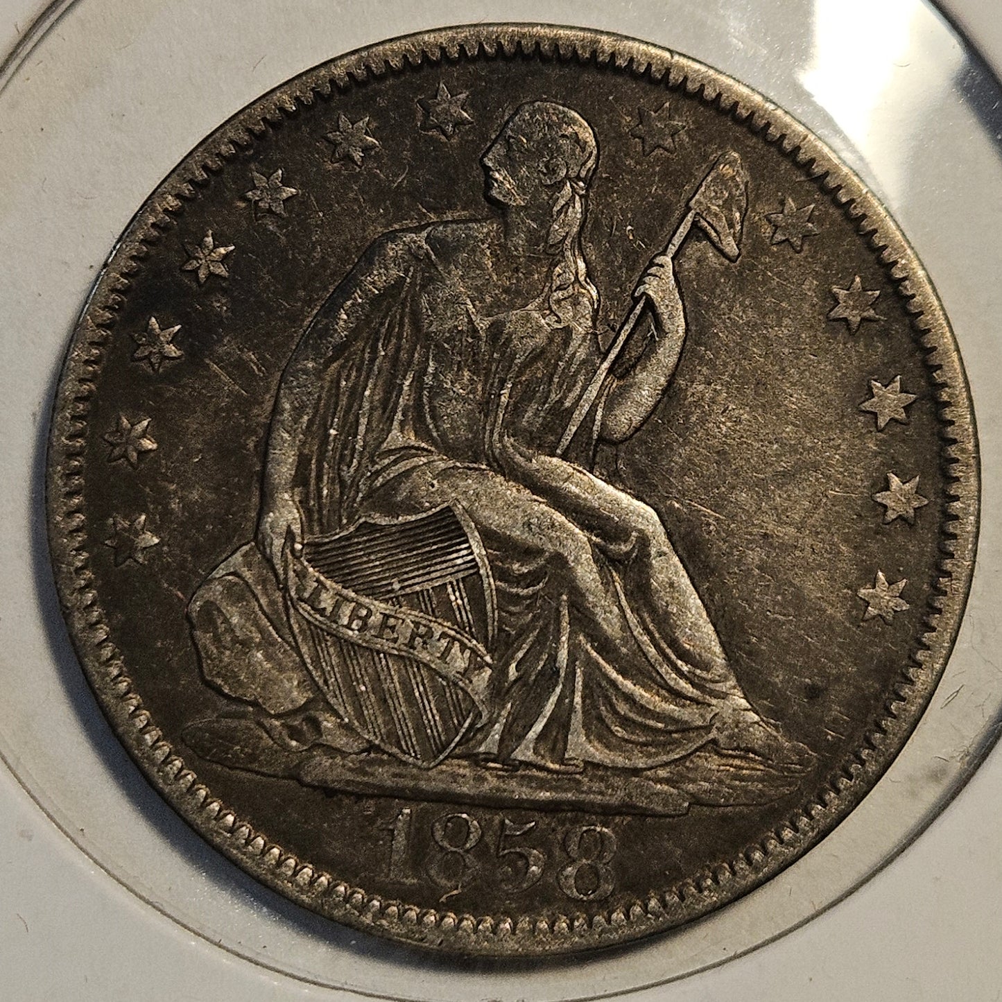 1858-O Seated Liberty Half Dollar Ungraded Almost Uncirculated