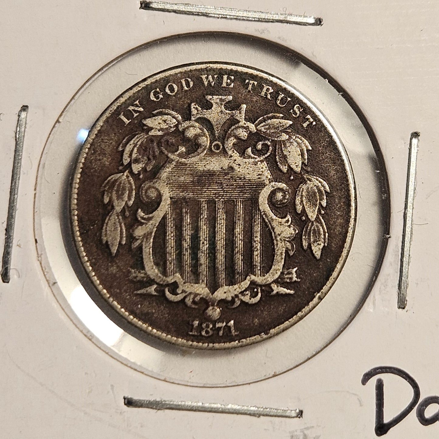 1871-P Shield Nickel Ungraded Very Fine
