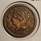 1846-P Braided Hair Large Cent Ungraded Almost Uncirculated