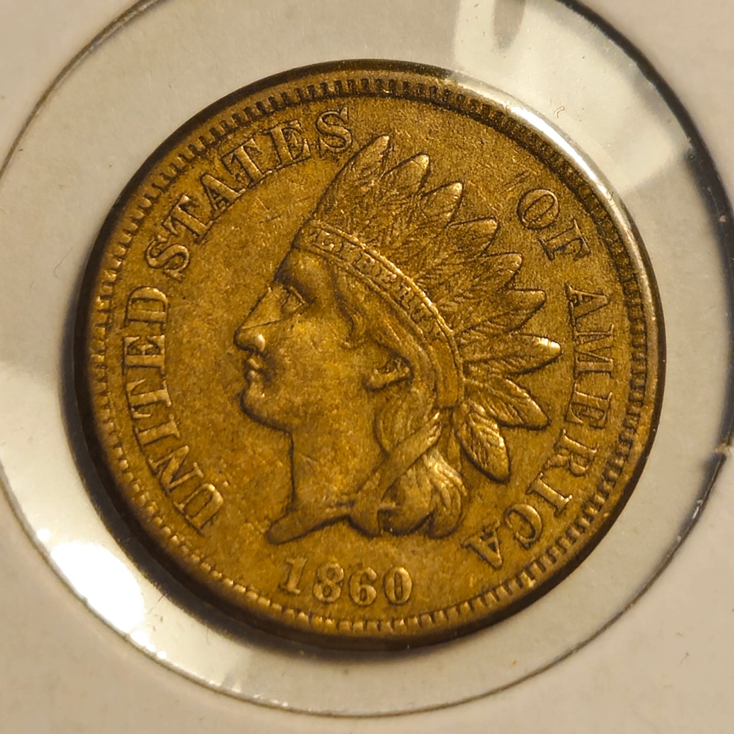 1860-P Indian Head Cent Round Bust Ungraded Very Fine
