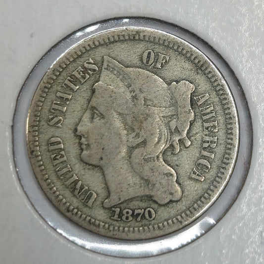 1870-P 3-Cent Nickel Ungraded Fine