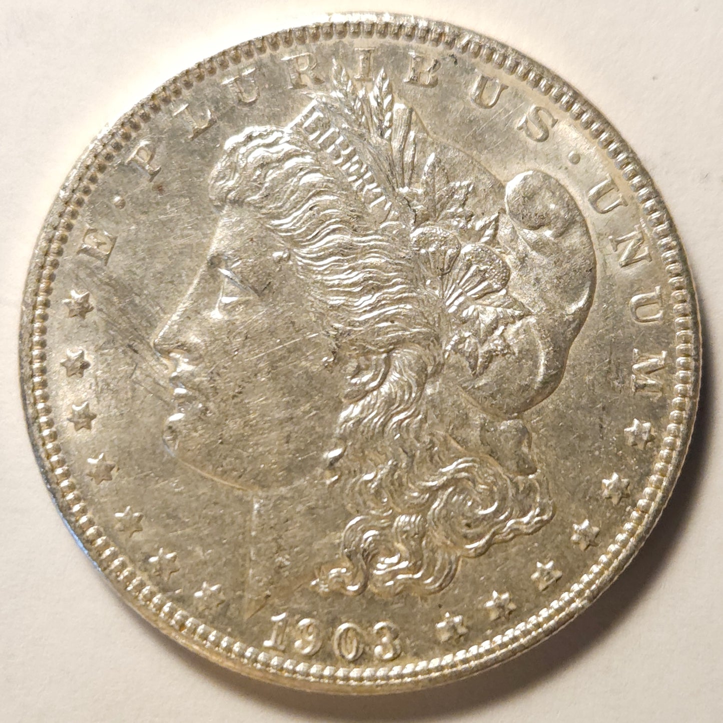 1903-P Morgan Silver Dollar Ungraded Details – Unc  Obverse Scratch