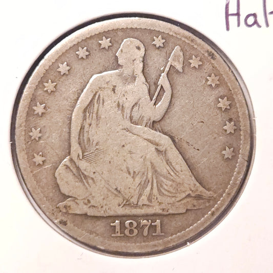 1871-S Seated Liberty Half Dollar Ungraded Very Good