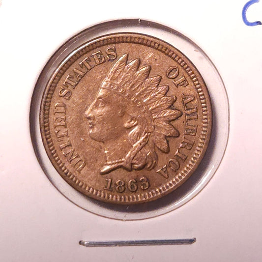 1863-P Indian Head Cent Ungraded Almost Uncirculated