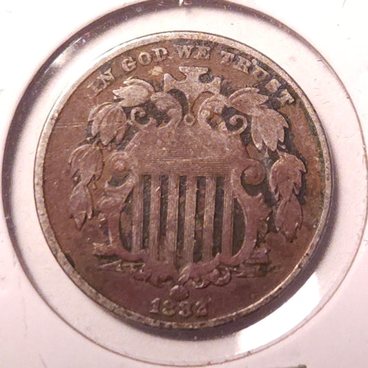 1882-P Shield Nickel Ungraded Fine