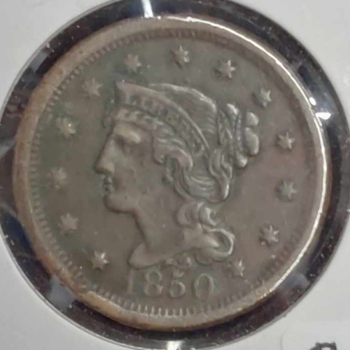 1850-P Braided Hair Large Cent Ungraded Extra Fine