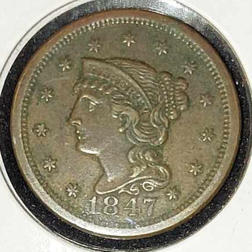 1847-P Braided Hair Large Cent Ungraded Extra Fine