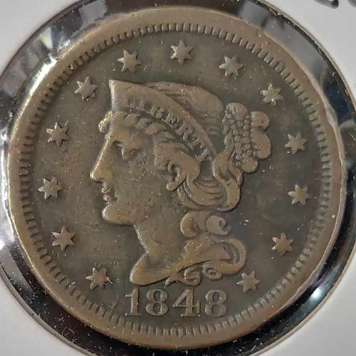 1848-P Braided Hair Large Cent Ungraded Very Fine