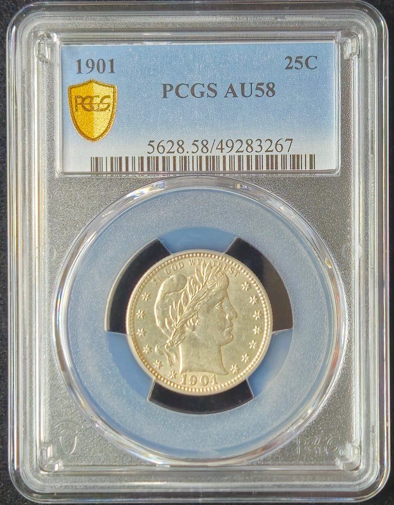 1901-P Barber Quarter PCGS AU58   **PCGS Gold Shield**