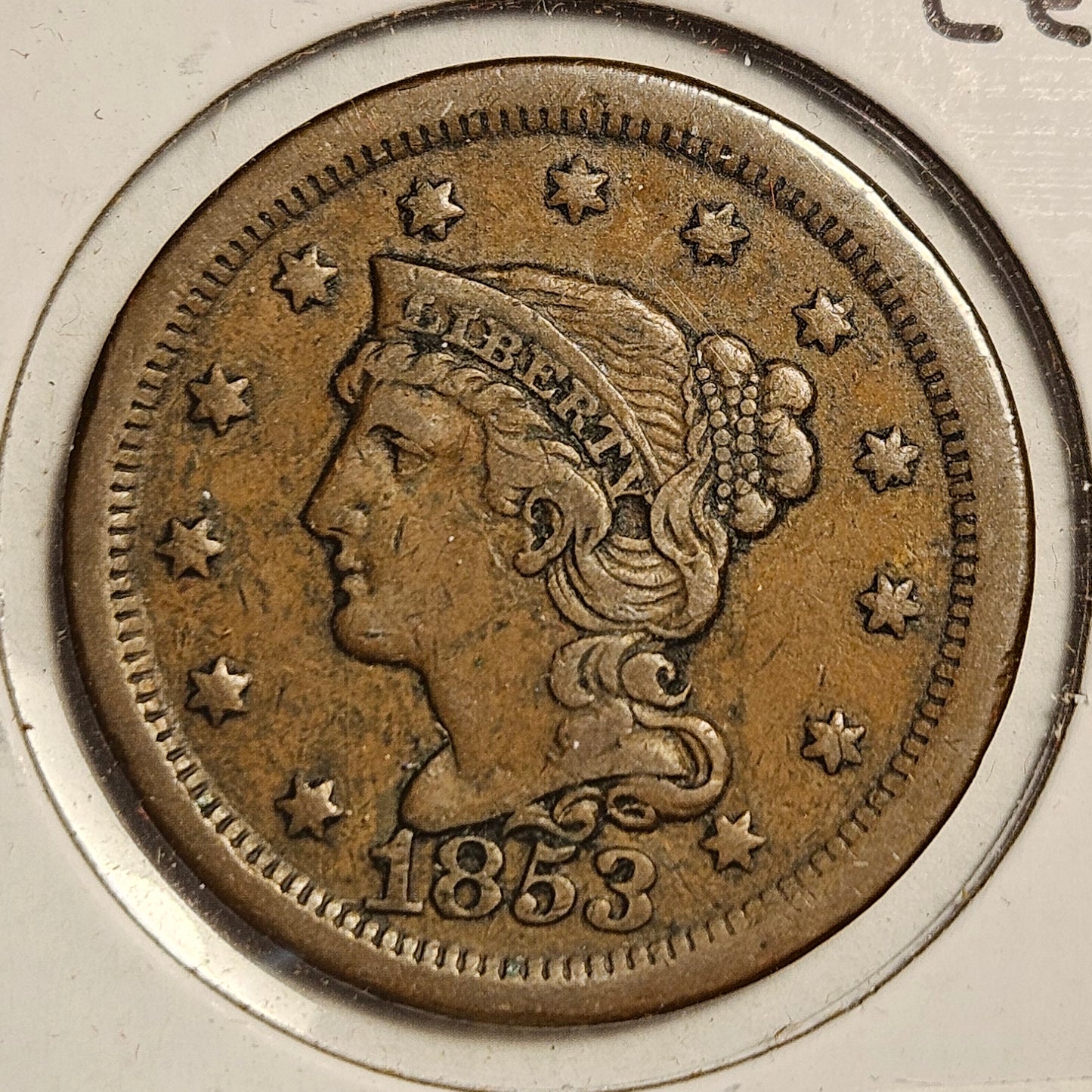 1853-P Braided Hair Large Cent Ungraded Extra Fine