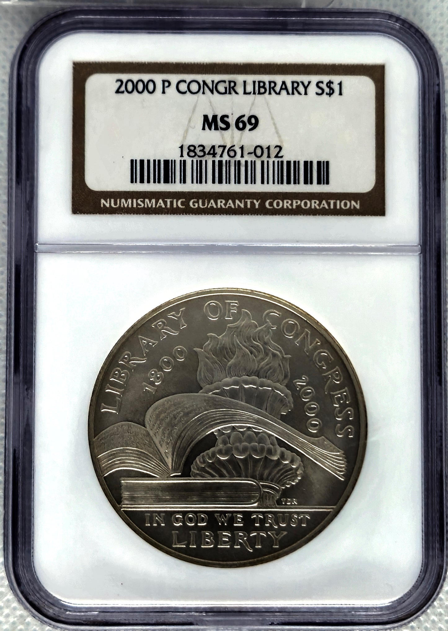2000-P Library of Congress NGC MS 69 Commemorative SILVER DOLLAR