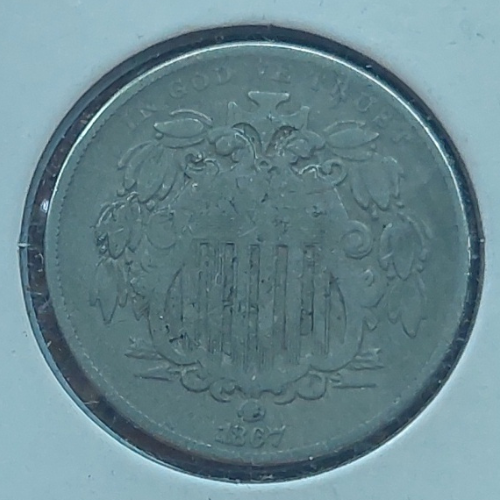 1867 Shield Nickel Ungraded Very Good