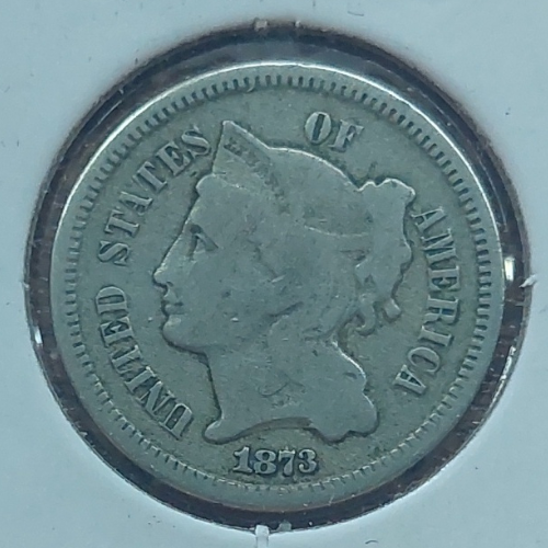1873 3-Cent Nickel Open "3" Ungraded Very Good